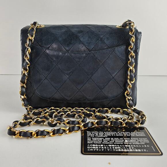 SOLD Chanel Vintage Square Classic Single Flap Bag Quilted Lambskin Mini - Picture 2 of 13